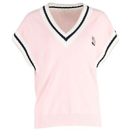 Suéter sem mangas em viscose rosa bordado com pônei Maje Monette Rosa