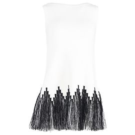 Abito mini senza maniche con frange Alaïa in viscosa bianca Bianco