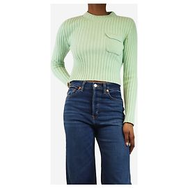 Prada Rippstrick-Pullover in Mintgrün mit Tasche - Größe UK 6 Grün