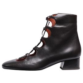 Michel Vivien Schwarze Leder Schnürstiefeletten - Größe EU 37,5 Schwarz
