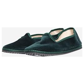 Autre Marque-Dark green velvet ballet flats - size EU 37-Green