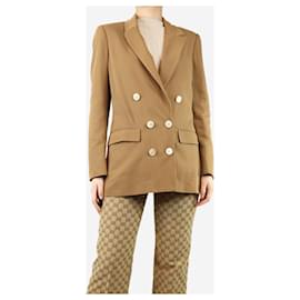Autre Marque-Brown belted double-breasted jacket - size UK 12-Brown