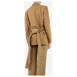 Autre Marque-Brown belted double-breasted jacket - size UK 12-Brown