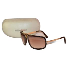 Yves Saint Laurent-sunglasses-Brown,Golden