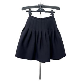Christian Dior Black Wool Skater Skirt Black