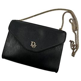 Christian Dior Black Gold Monogram Shoulder Bag Black Golden