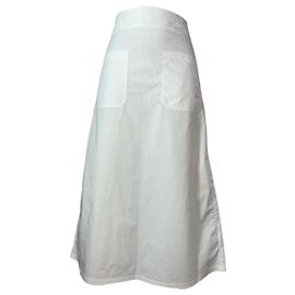 Saia midi A-line com cintura amarrada Totême em algodão branco Branco