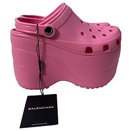 Mule platform Balenciaga x Crocs in gomma rosa Rosa
