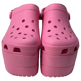Balenciaga-Balenciaga x Crocs Platform Mules in Pink Rubber-Pink