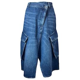 JW Anderson-JW Anderson Asymmetric Midi Cargo Skirt in Blue Cotton Denim-Blue