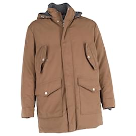 Brunello Cucinelli-Brunello Cucinelli Hooded Jacket in Brown Cotton-Brown