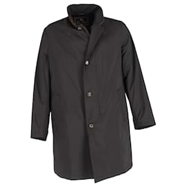 Loro Piana-Loro Piana Cashmere Lined Suede Trimmed Coat in Black Polyester-Black