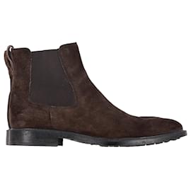 Tod's-Tod's Chelsea Boots in Brown Suede-Brown