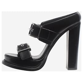Alexander Mcqueen-Black platform buckle sandal heels - size EU 41-Black