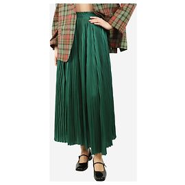 Ulla Johnson Teal pleated satin maxi skirt - size UK 8 Green