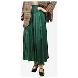Ulla Johnson-Teal pleated satin maxi skirt - size UK 8-Green