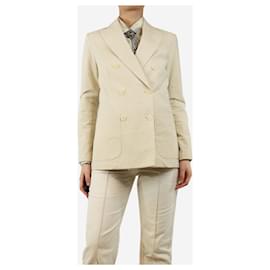 Autre Marque-Cream double-breasted seersucker blazer - size UK 10-Cream