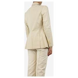 Autre Marque-Cream double-breasted seersucker blazer - size UK 10-Cream