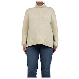 Forte Forte Cremfarbener Wollpullover mit hohem Kragen - Größe UK 12 Roh
