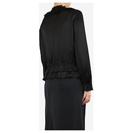 Ulla Johnson-Black silk frill blouse - size UK 10-Black