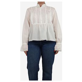 Zadig & Voltaire Top blanco con volantes peplum Tricia - talla L Blanco