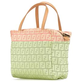 Fendi-Fendi Pink Mini Zucchino Canvas Handbag-Beige,Other