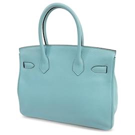 Hermès-Hermès Blue Clemence Birkin Retourne 30-Blue,Light blue