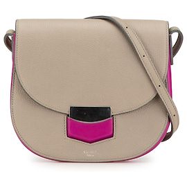 Céline Celine Marrone Piccolo Trotteur in Pelle Bicolore Marrone Beige