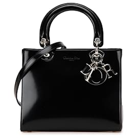 Dior-Dior Black Medium Patent Lady Dior-Black