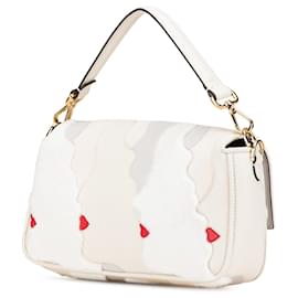 Fendi-Sac à main Baguette en vison blanc et daim Fendi-Blanc