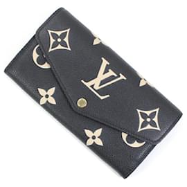 Louis Vuitton-Louis Vuitton Long Wallet Portefeuille Sarah-Black,Beige