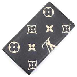 Louis Vuitton-Louis Vuitton Long Wallet Portefeuille Sarah-Black,Beige