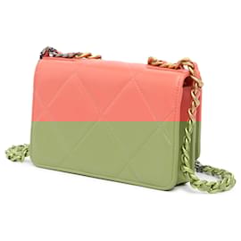 Chanel-Chanel Pink Quilted Lambskin 19 Wallet on Chain-Pink