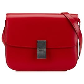 Céline Celine Red Medium Calfskin Classic Box Red