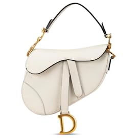 Dior-Dior White Mini Leather Saddle Bag-White