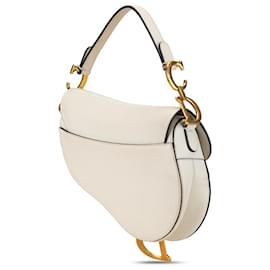 Dior-Dior White Mini Leather Saddle Bag-White