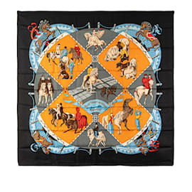 Hermès-Hermès Black Musee Vivant du Cheval Chantilly Silk Scarf-Other