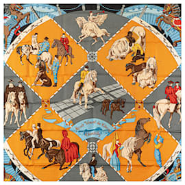 Hermès-Hermès Black Musee Vivant du Cheval Chantilly Silk Scarf-Other