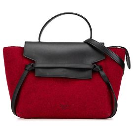 Céline Bolsa transversal mini em feltro vermelho e couro de bezerro Celine Vermelho