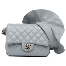 Bolero de couro de bezerro cinza matelassado Chanel Marrom