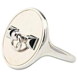 Hermès-Hermès Silver Palladium Plated Collier de Chien Scarf Ring-Silvery