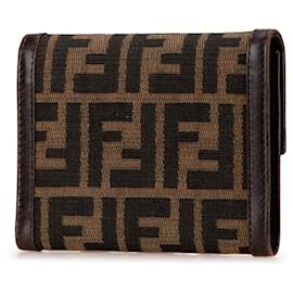 Fendi-Fendi Brown Zucca Canvas Small Wallet-Brown