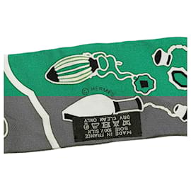 Hermès-Hermès Green Les Flacons Bandana Silk Twilly Scarf-Green