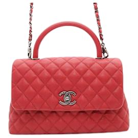 Chanel-Chanel Red Small Caviar Coco Top Handle Bag-Red