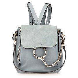 Chloé Blue Medium Calfskin and Suede Faye Backpack Blue Light blue