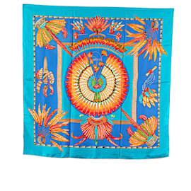 Hermès-Hermès Blue Brazil Silk Scarf-Blue,Light blue