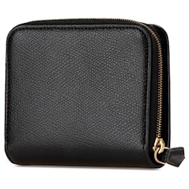 Fendi-Fendi Black F Is Fendi Leather Zip Around Bifold Compact Wallet-Black
