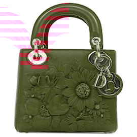 Dior-Dior Red Mini Lambskin DiorAmour Applique Flower Lady Dior-Red