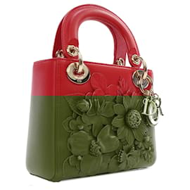 Dior-Dior Red Mini Lambskin DiorAmour Applique Flower Lady Dior-Red
