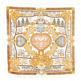 Hermès-Hermès Yellow Decoupages Silk Scarf-Yellow